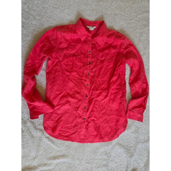 Boden Tops - 🌺 Boden 100% Linen Button-Up Shirt in Coral Size 10